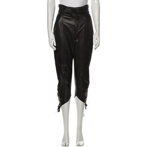 Marissa Webb Lamb Leather Straight Leg Pants Black - XS